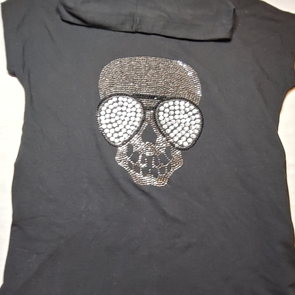 Candy Skull Rhinestone Skull & Glasses Sleeveless Hoodie Large - Picture 3 of 10